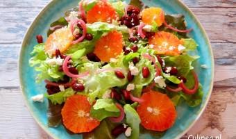 Salade met bloedsinaasappels kidneybonen en geitenkaas (Copy)
