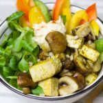 Halloumi Salade met Champignons en Groenten